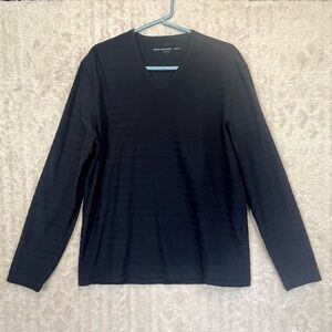 John Varvatos Men's Long Sleeve Jersey Shirt Sz L Subtle Tonal Stripe